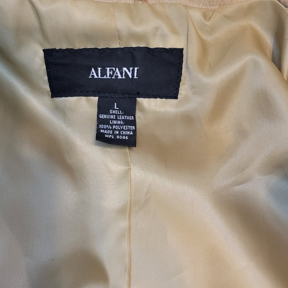 Leather Jacket Alfani Tan Large Leather Zip Up Front - Picture 5 of 13